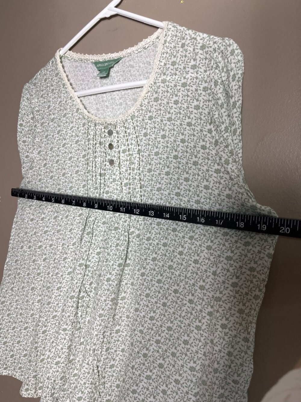 April Cornell Top Sage Micro Floral Cottagecore Prairie Peasant Dainty Wom XS - Picture 5 of 8